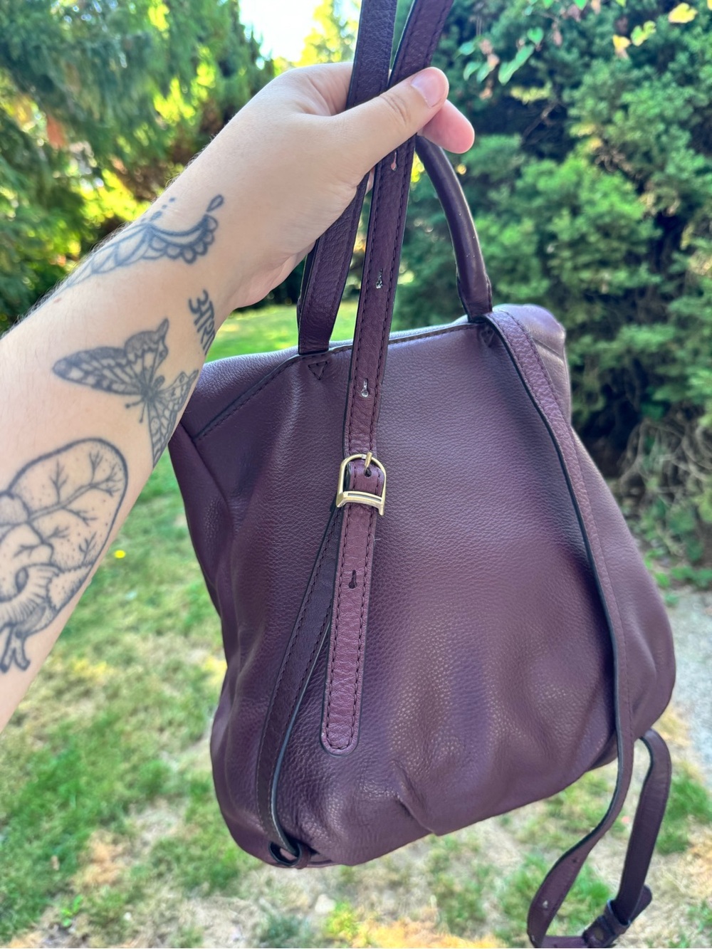 Marc Jacobs Burgundy Pebbled Leather Backpack Purse - Picture 4 of 8